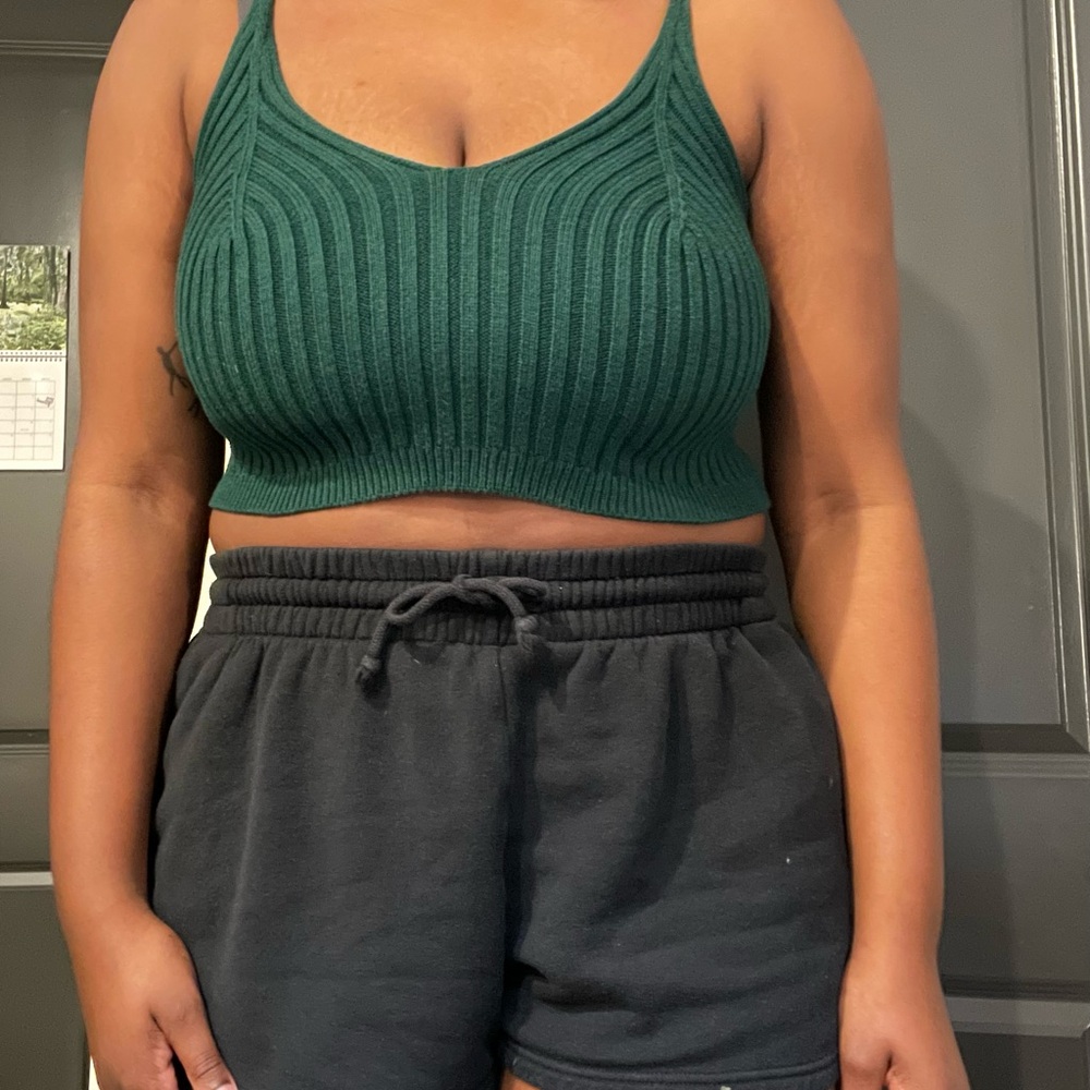 Green Ribbed Tank Top